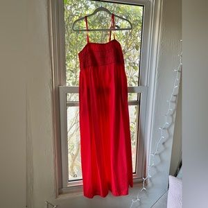 Red Smocked Maxi Dress
